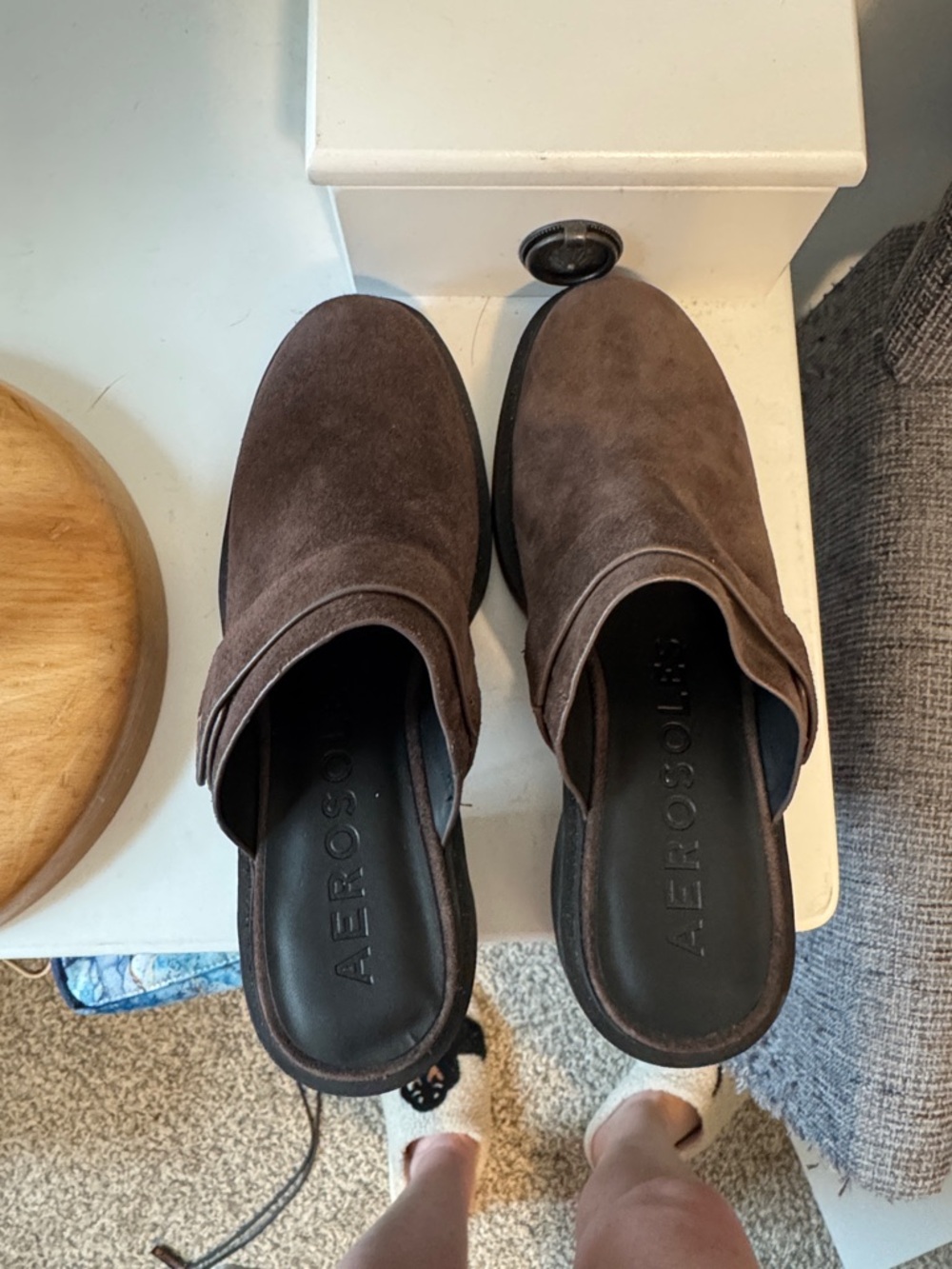 AEROSOLES Women’s Brown Suede Slip-On clog